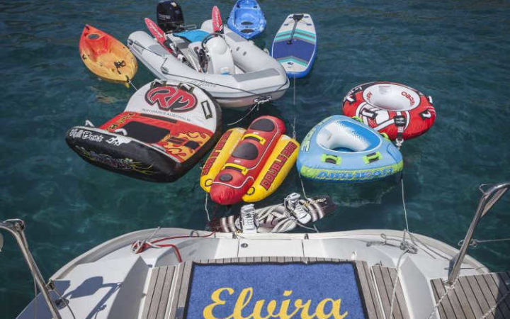 ELVIRA catamaran yacht charter toys